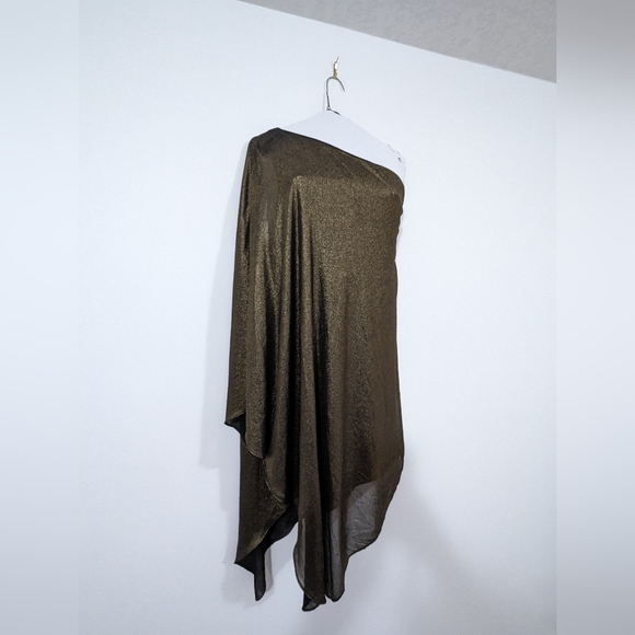 NWT Halston Heritage Metallic One-Shoulder Minidress s:14 - Picture 3 of 9